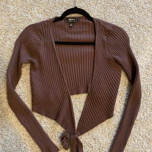 brown knit tie long sleeve